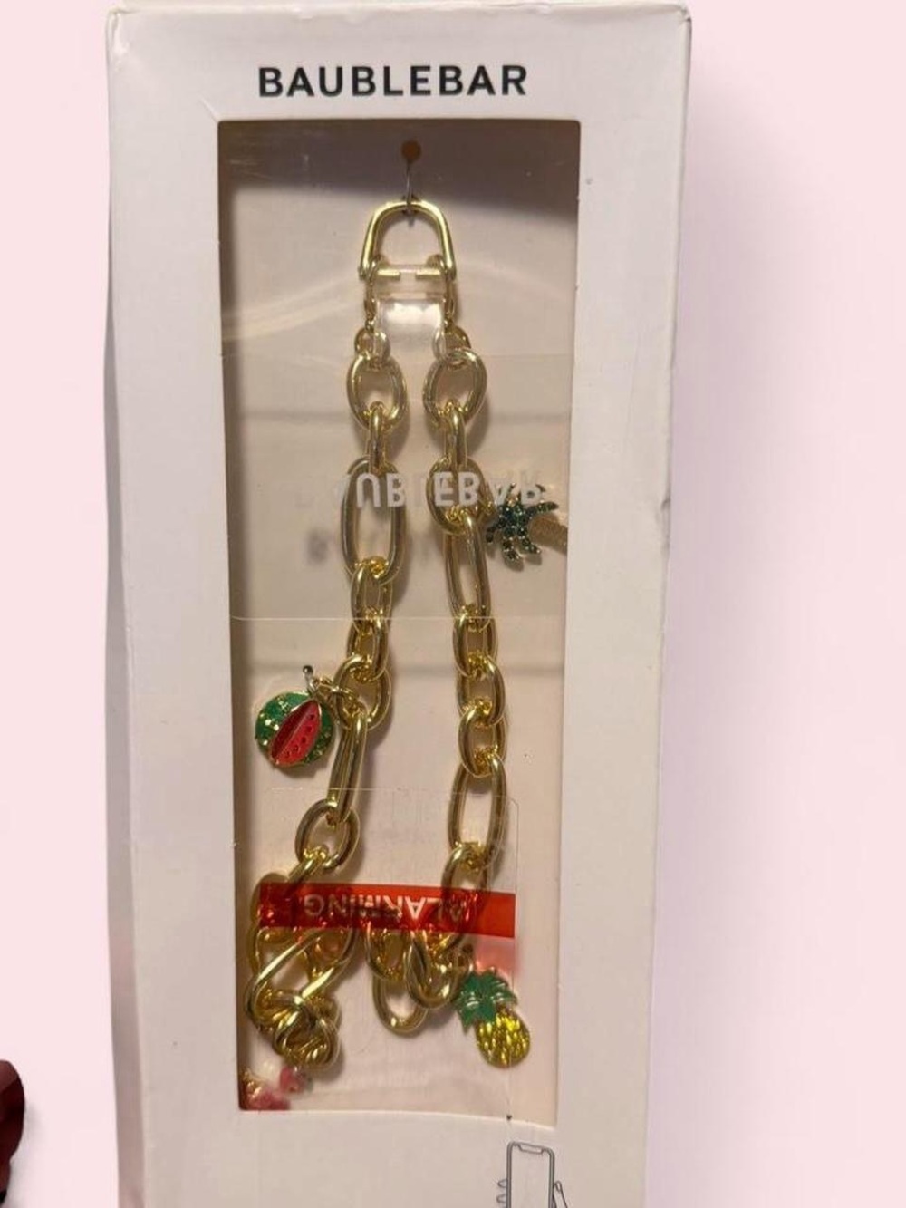 BaubleBar Gold Link Charm Chain for Phone with Summer Charms